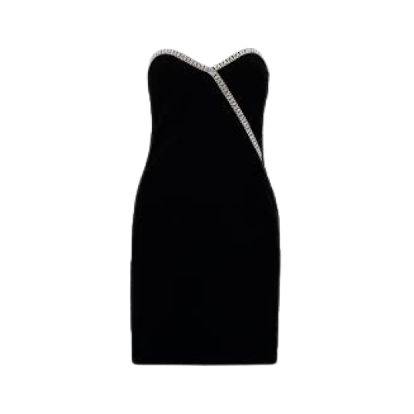 SAINT LAURENT Womens Dress Mini Black Sweetheart Neck Diamante Velvet 34 RRP2840