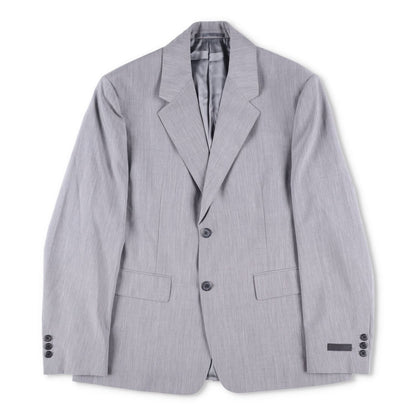PRADA Mens Mohair Seta Suit Blazer Light Grey Double Breasted Size 50 RRP 2900