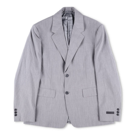 PRADA Mens Mohair Seta Suit Blazer Light Grey Double Breasted Size 50 RRP 2900
