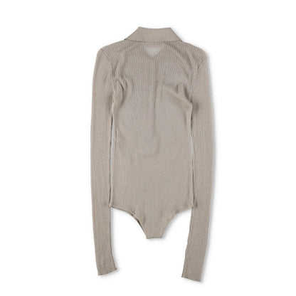 FRANKIE SHOP Womens Solana Polo Bodysuit Ribbed Knit Beige Size XS RRP 198 — View 8