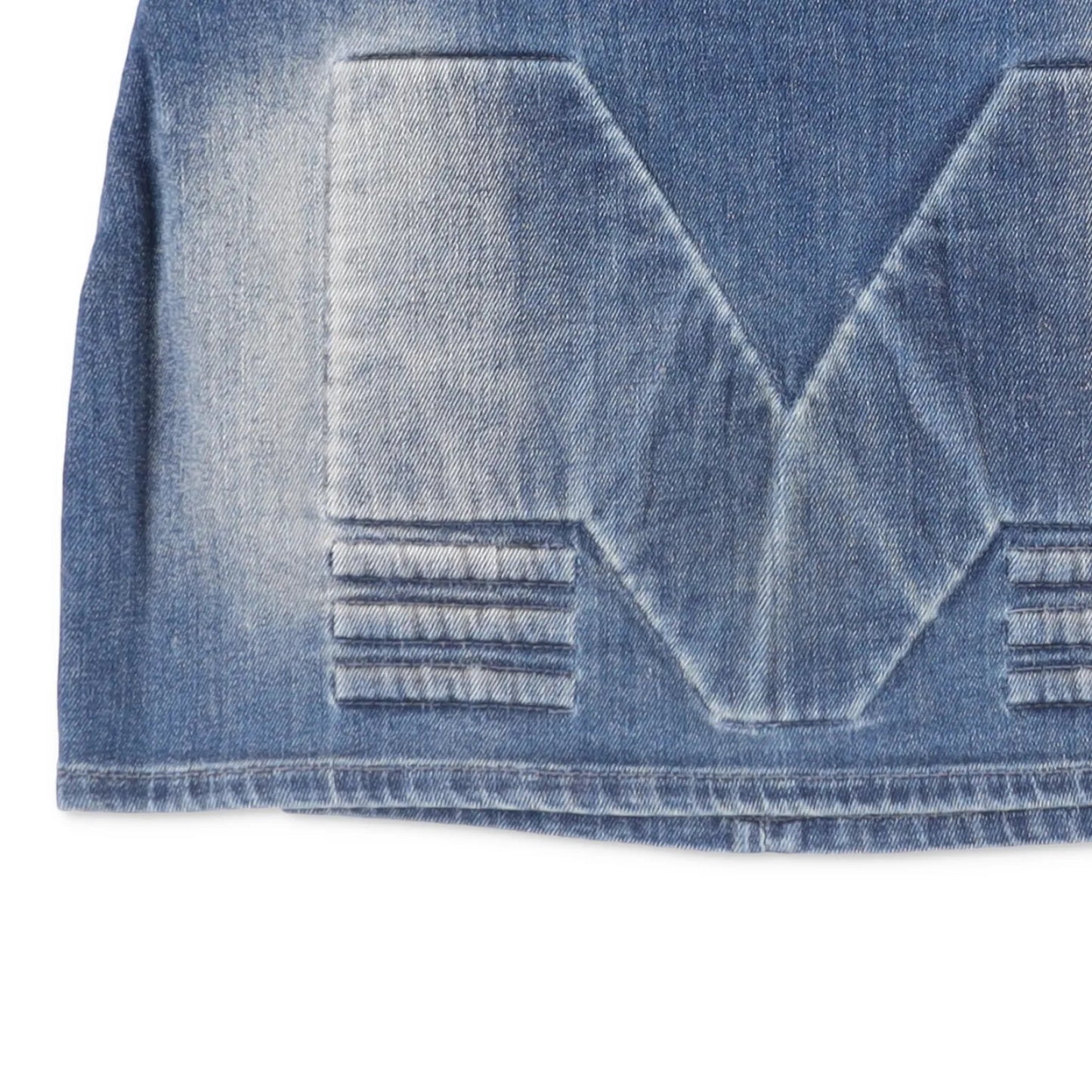 MOWALOLA Womens Embossed Denim Mini Skirt Blue Short Light Wash Size M RRP 320 — View 3
