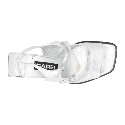 CAREL PARIS Womens Vendome Silver Leather Slingback Sandals Bow UK 5 RRP 470 — View 7