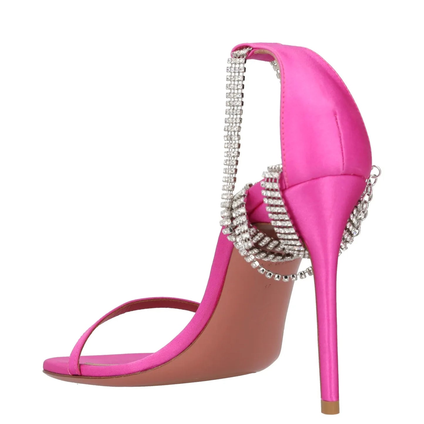 AMINA MUADDI Women Chain Strappy Heels Pink Leather Stiletto Open Toe UK4 RRP600 — View 5