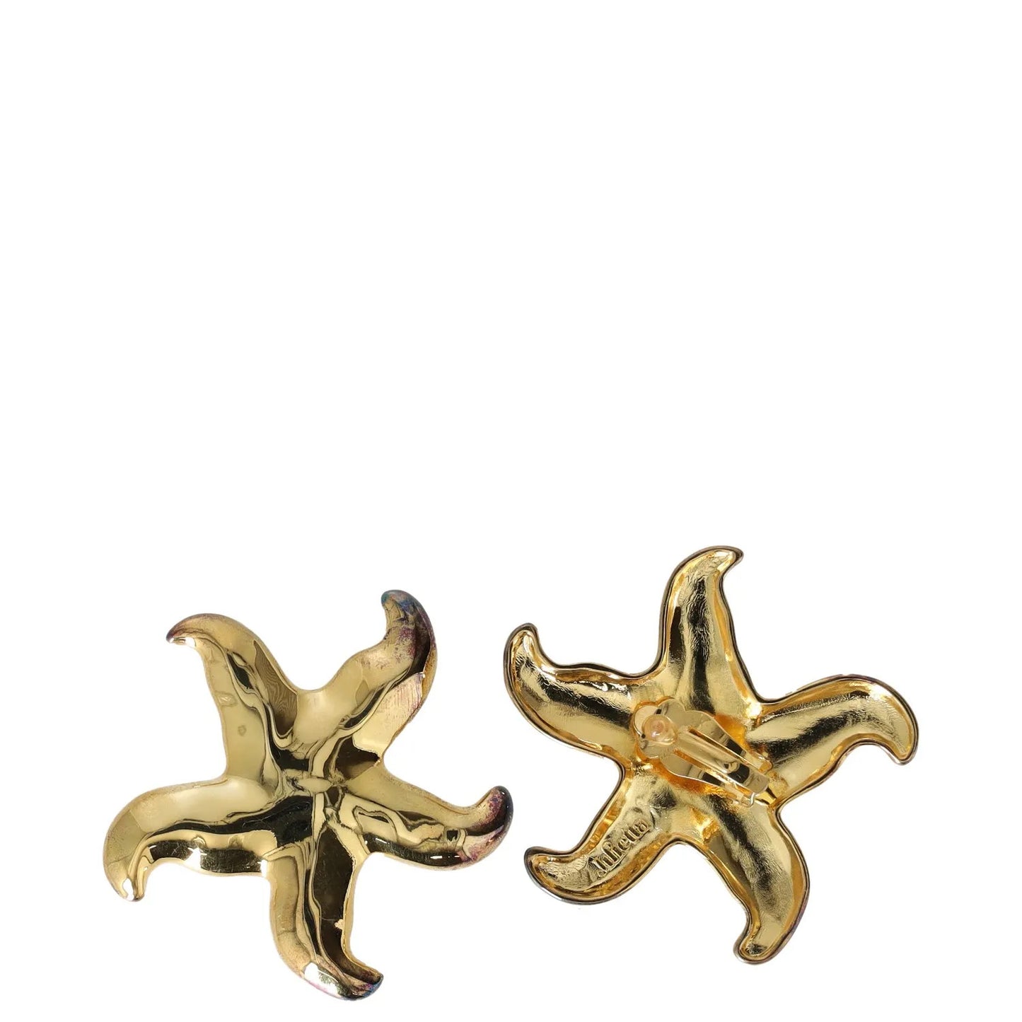 JULIETTA Womens Clip On Earrings Gold Brass Star Design One Size RRP 70 — View 4