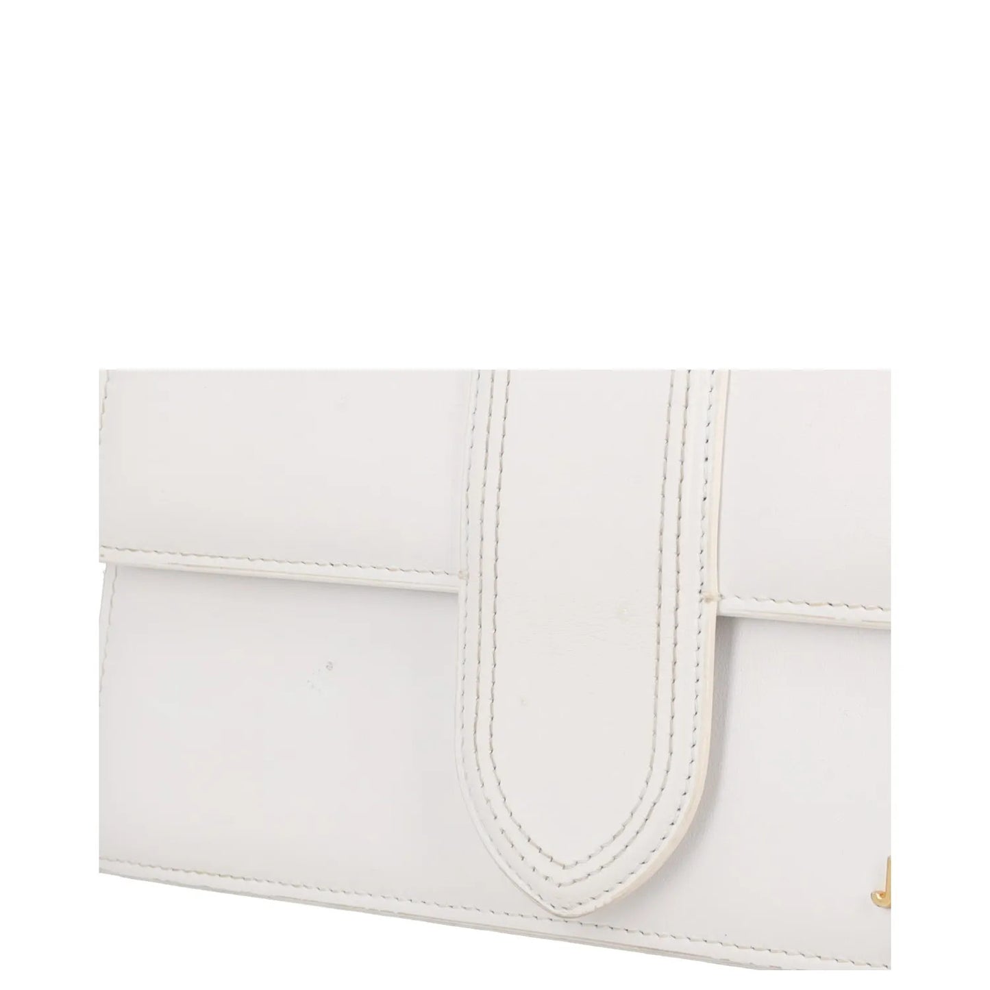 JACQUEMUS Womens Top Handle Bag White Leather Gold Logo Size M RRP 600 — View 8