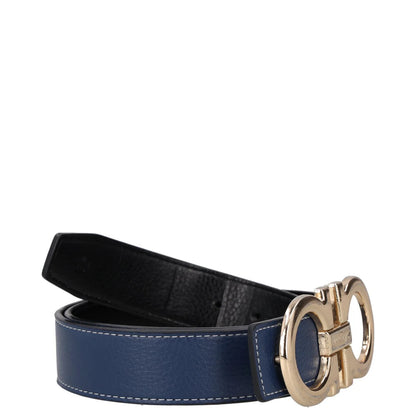 SALVATORE FERRAGAMO Womens Belt Blue Leather Gold Buckle Size 46 RRP 350 — View 6