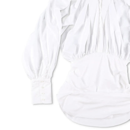 MONOT Womens Long Sleeve Big Lapel Shirt Mini Dress White Collared Size 8 RRP839 — View 3