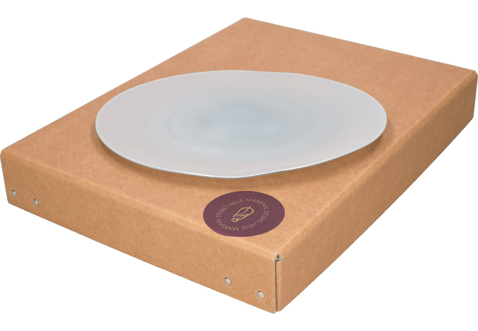 Helle Mardahl Bon Bon Plate Glass White Blue Smooth Round One Size RRP 235
