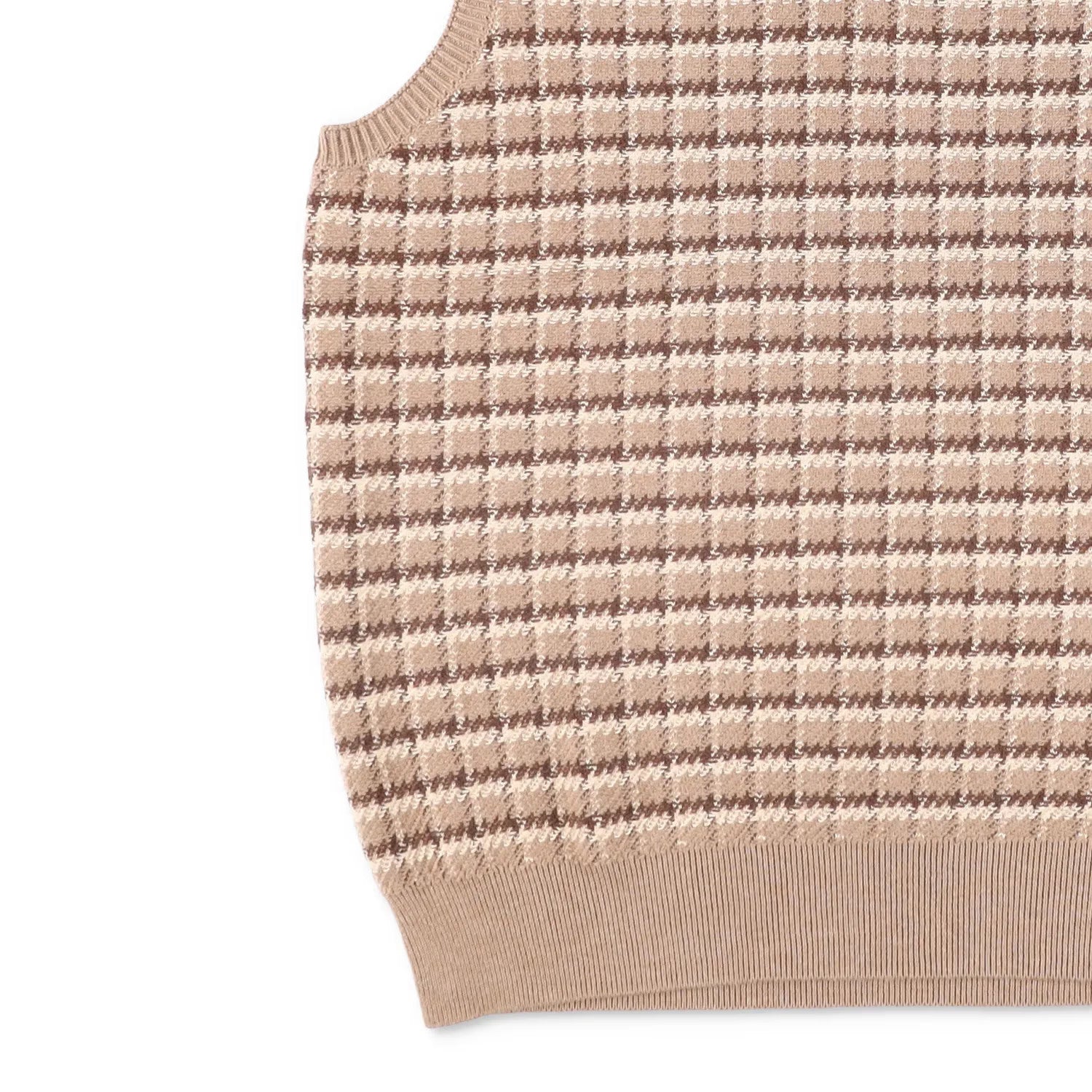 POLO Mens Knit Vest Beige Brown Check Pattern V-Neck Sleeveless Size M RRP 145 — View 3