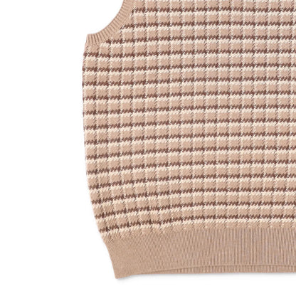 POLO Mens Knit Vest Beige Brown Check Pattern V-Neck Sleeveless Size M RRP 145 — View 3