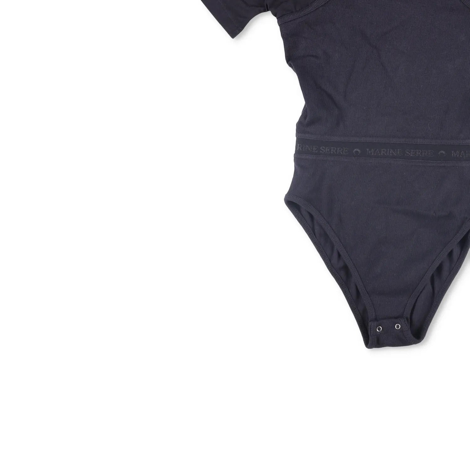MARINE SERRE Organic Cotton Rib 2X2 Body Black Bodysuits Size XS RRP 260 — View 3