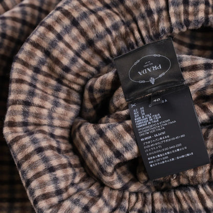 PRADA Womens Blouse V-Neck Long Sleece Check Pattern Brown Size 40 RRP 2830 — View 9