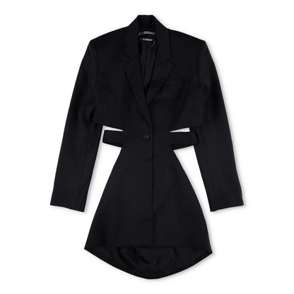 JACQUEMUS Womens La Robe Bari Long Sleeve Side C/O Mini Dress Black 40 RRP 830