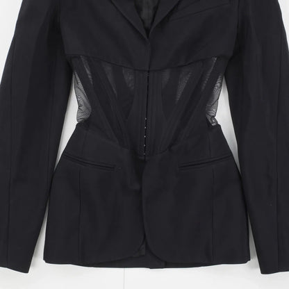 MUGLER Women's Black Basic Jacket Zip Closure Long Sleeve Size 34 RRP 1870 — View 2