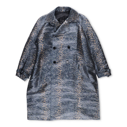 DIOR HOMME Mens Jacket Trench Overcoat Belted Leopard Print Grey Size 44 RRP1850