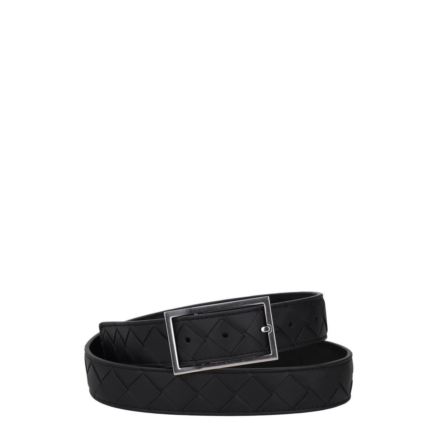 BOTTEGA VENETA Womens Belt Black Leather Dark Silver Buckle Size 90 RRP 550