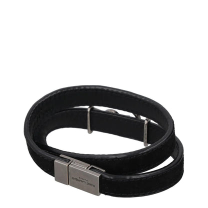 SAINT LAURENT Womens Bracelet Belt Black Leather Silver YSL RRP 275 — View 6