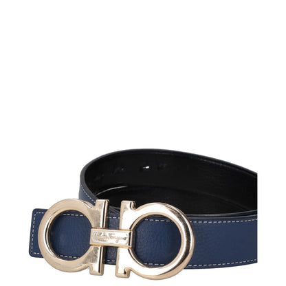 SALVATORE FERRAGAMO Womens Belt Blue Leather Gold Buckle Size 46 RRP 350 — View 10
