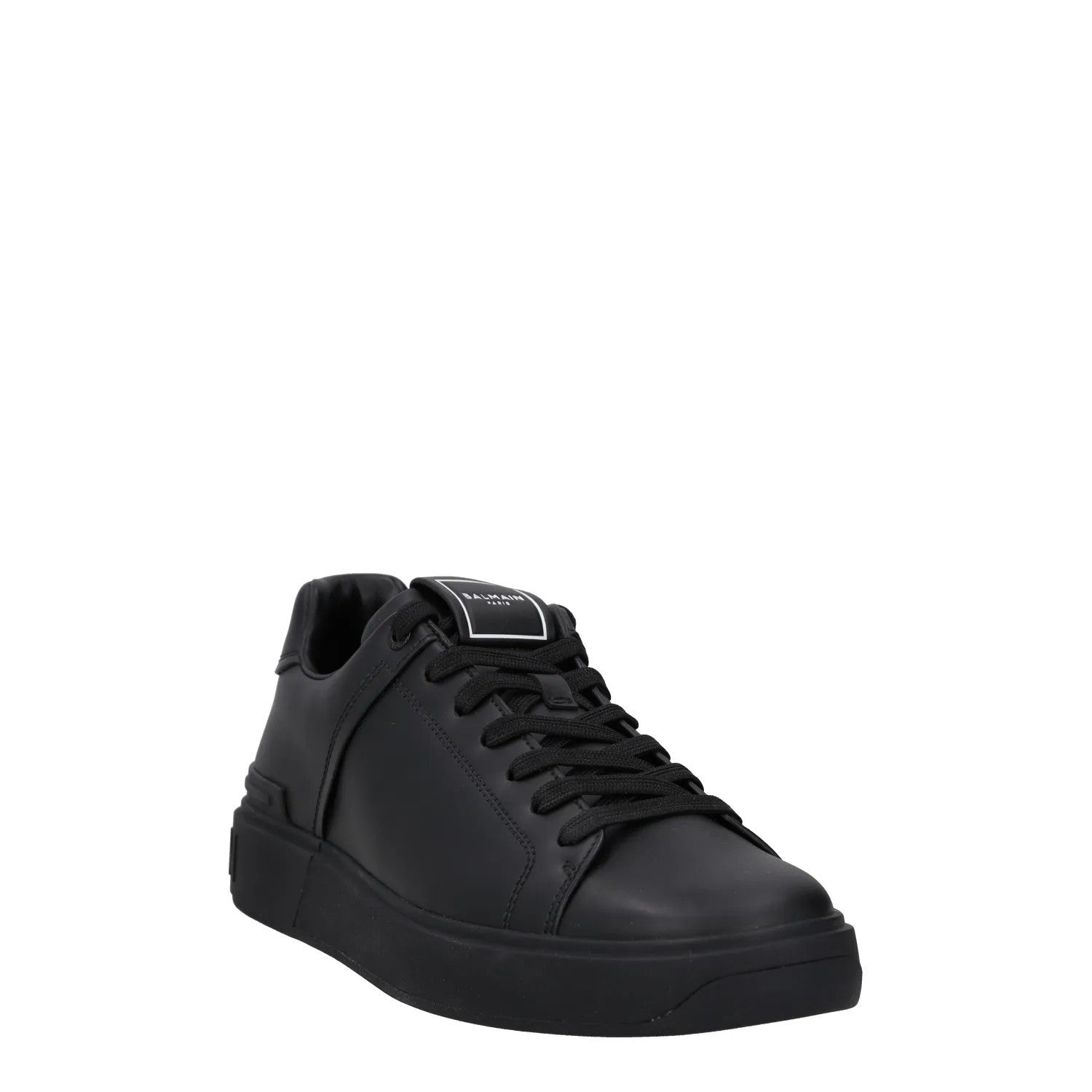 BALMAIN Mens Black Leather Trainers Low Top Lace Up Sneakers UK 10 RRP 450 — View 2