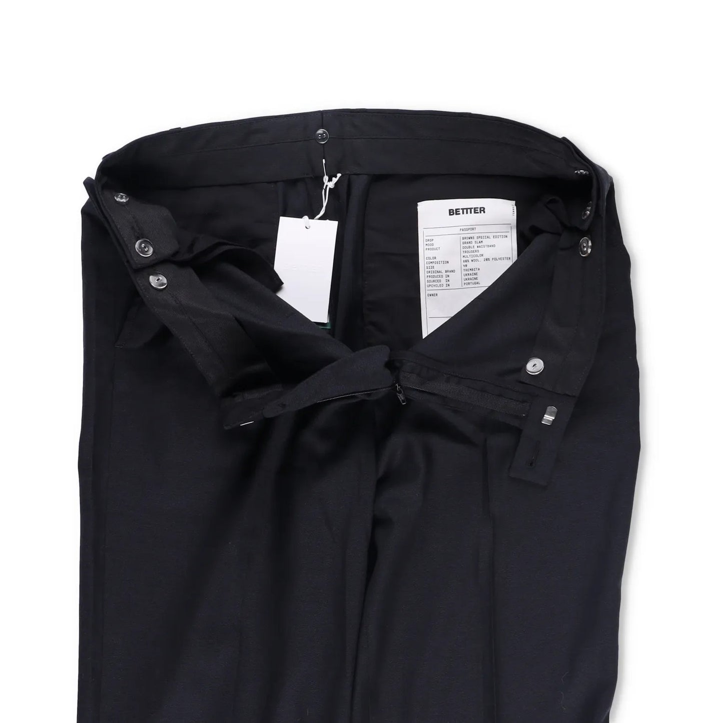 BETTTER Womens Double Waistband Trousers Slim Leg Black Grey Size L RRP 800 — View 10