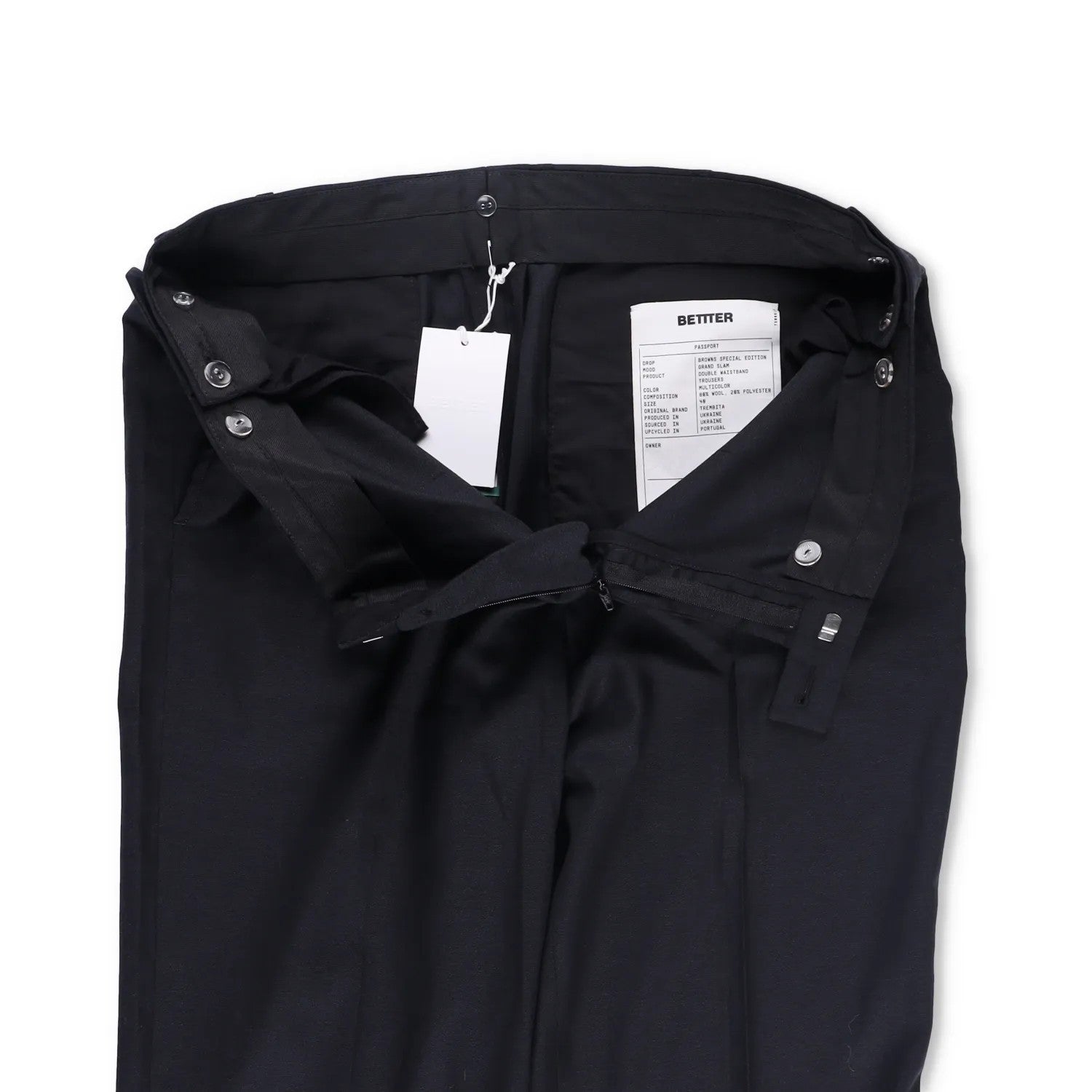 BETTTER Womens Double Waistband Trousers Slim Leg Black Grey Size L RRP 800 — View 10