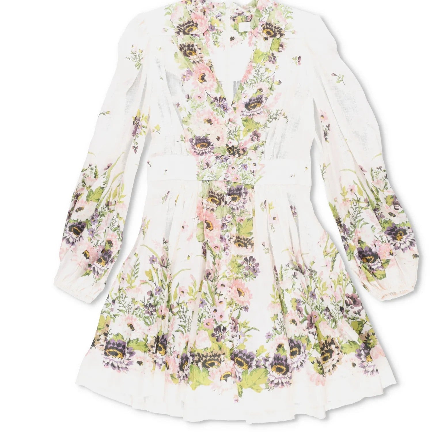 ZIMMERMANN Womens Halliday Long Sleeve Plunge Print Mini Dress Multi 1 RRP 695 — View 6