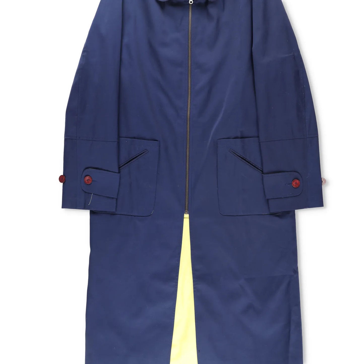 LABRUM Mens Overcoat Blue Zip Closure Button Accents Long Size S RRP 765 — View 3