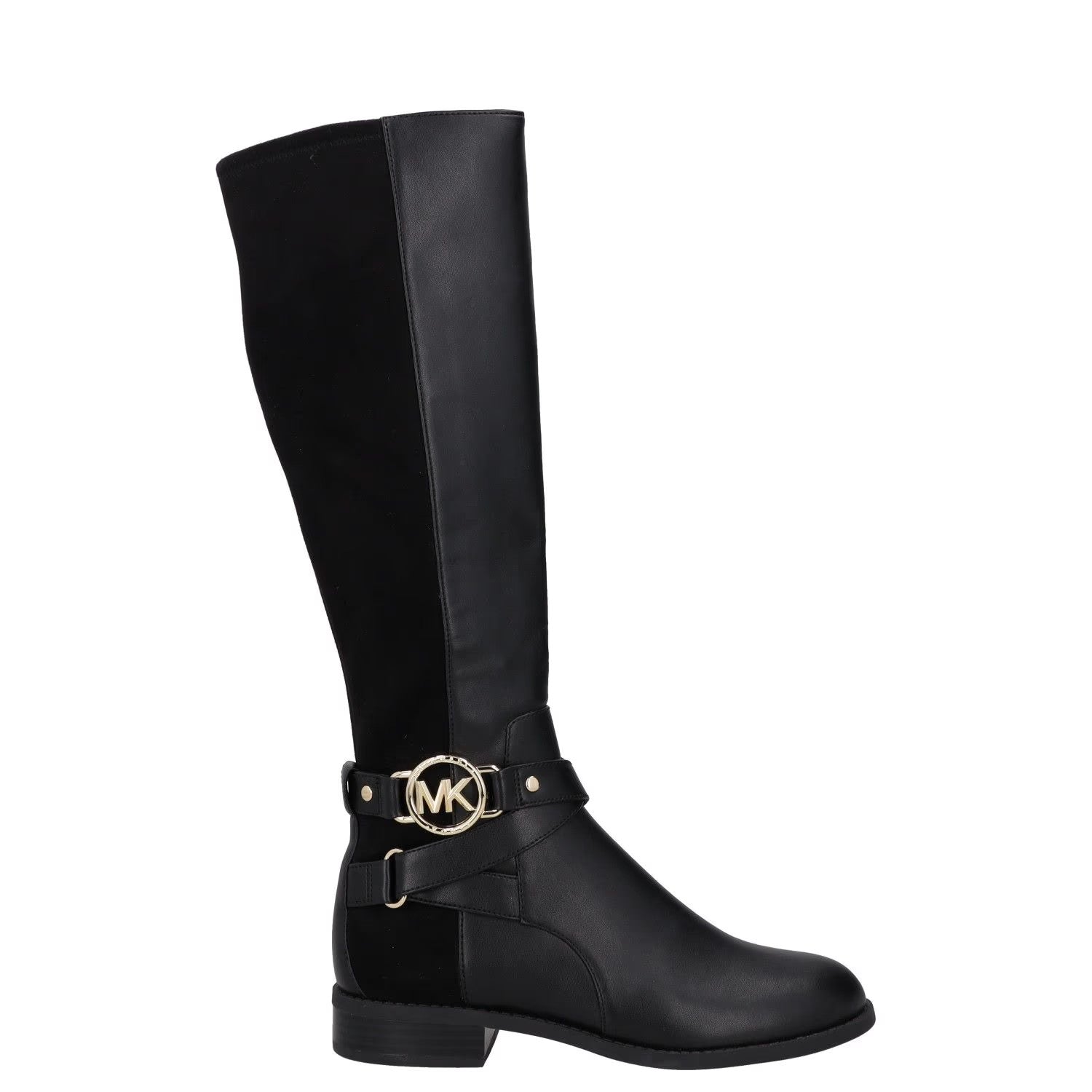 MICHAEL KORS Womens Knee High Boots Black Leather Gold Detail UK 2 RRP 150