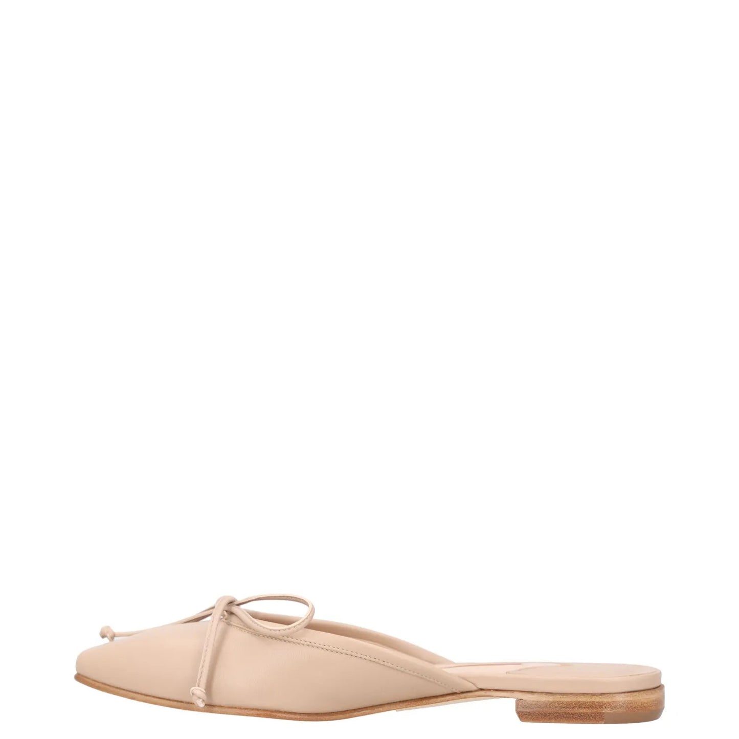 MANOLO BLAHNIK Womens Mules Flats Beige Leather Closed Toe Bow Detail UK3 RRP600 — View 4