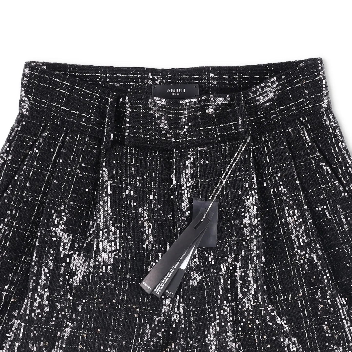AMIRI Mens Sequin Boucle Skater Shorts Black Tweed Shiny Size 50 RRP 890 — View 5