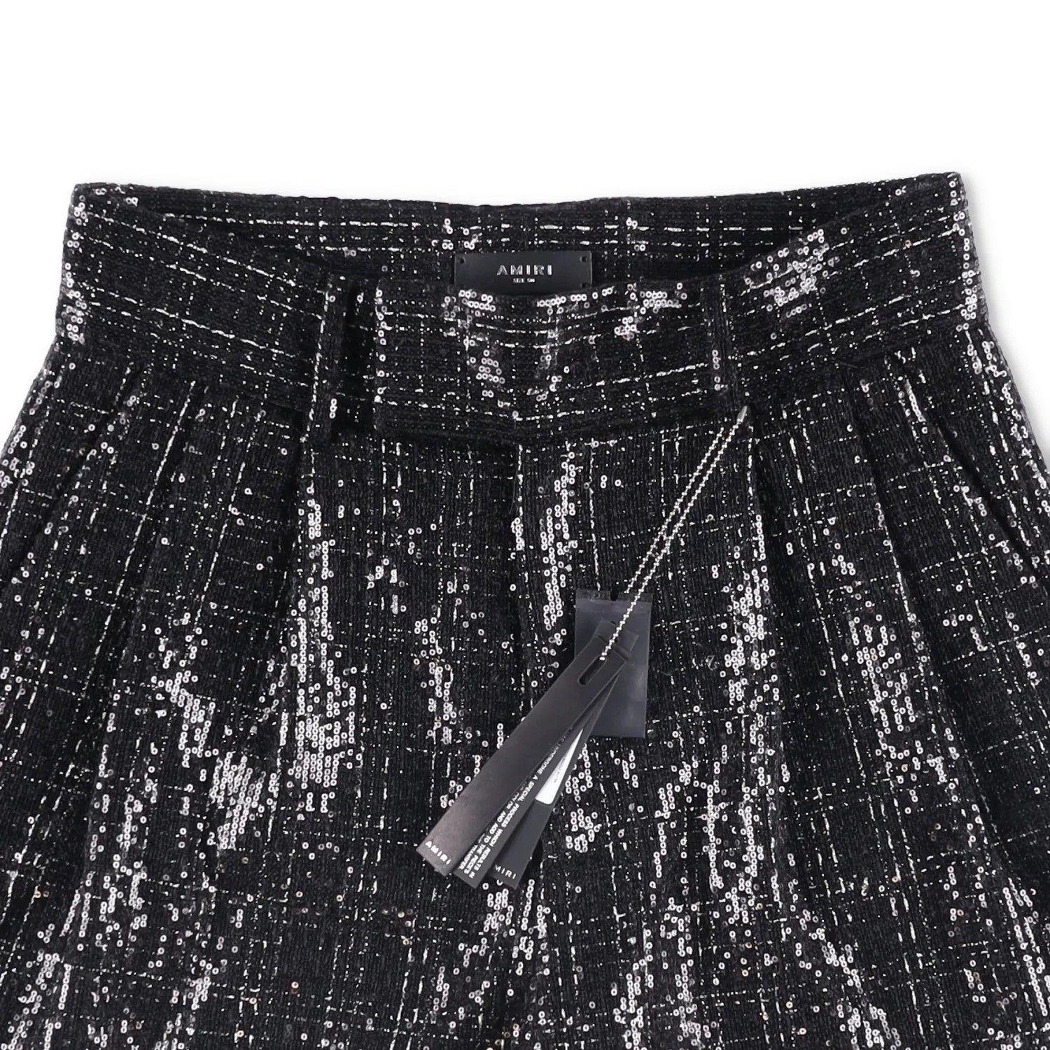 AMIRI Mens Sequin Boucle Skater Shorts Black Tweed Shiny Size 50 RRP 890 — View 5