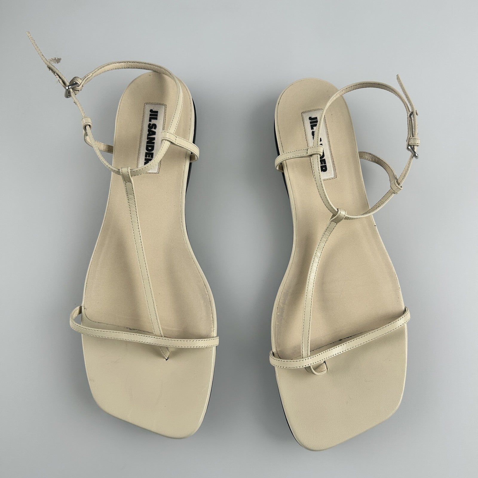 JIL SANDER Womens Thong Sandals Leather Square Toe White UK 7 RRP 667.9 — View 4