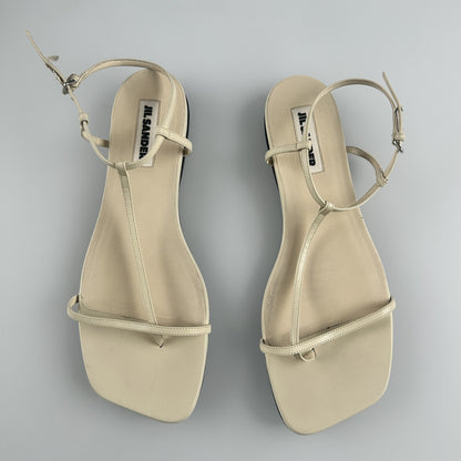 JIL SANDER Womens Thong Sandals Leather Square Toe White UK 7 RRP 667.9 — View 4