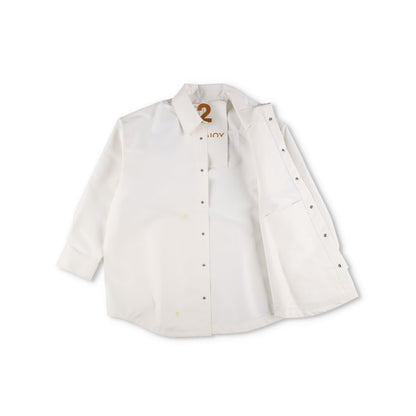 KHRISJOY Womens Oversized Boyfriend Shirt Back Logo Relaxed White Size 2 RRP 605 — View 8