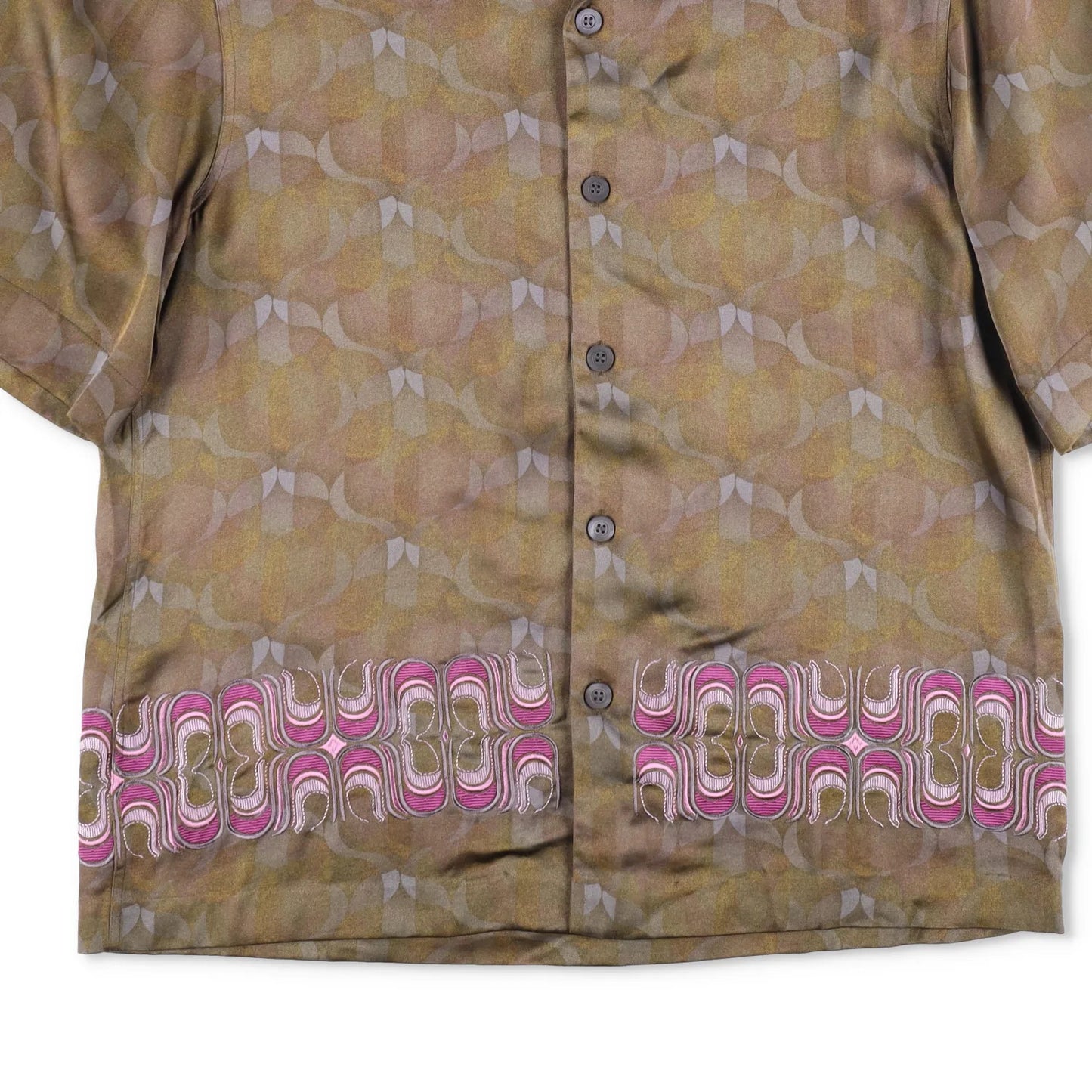 DRIES VAN NOTEN Mens Cassi Embroider Shirt Button-Up Green Short Sleeve M RRP753 — View 3