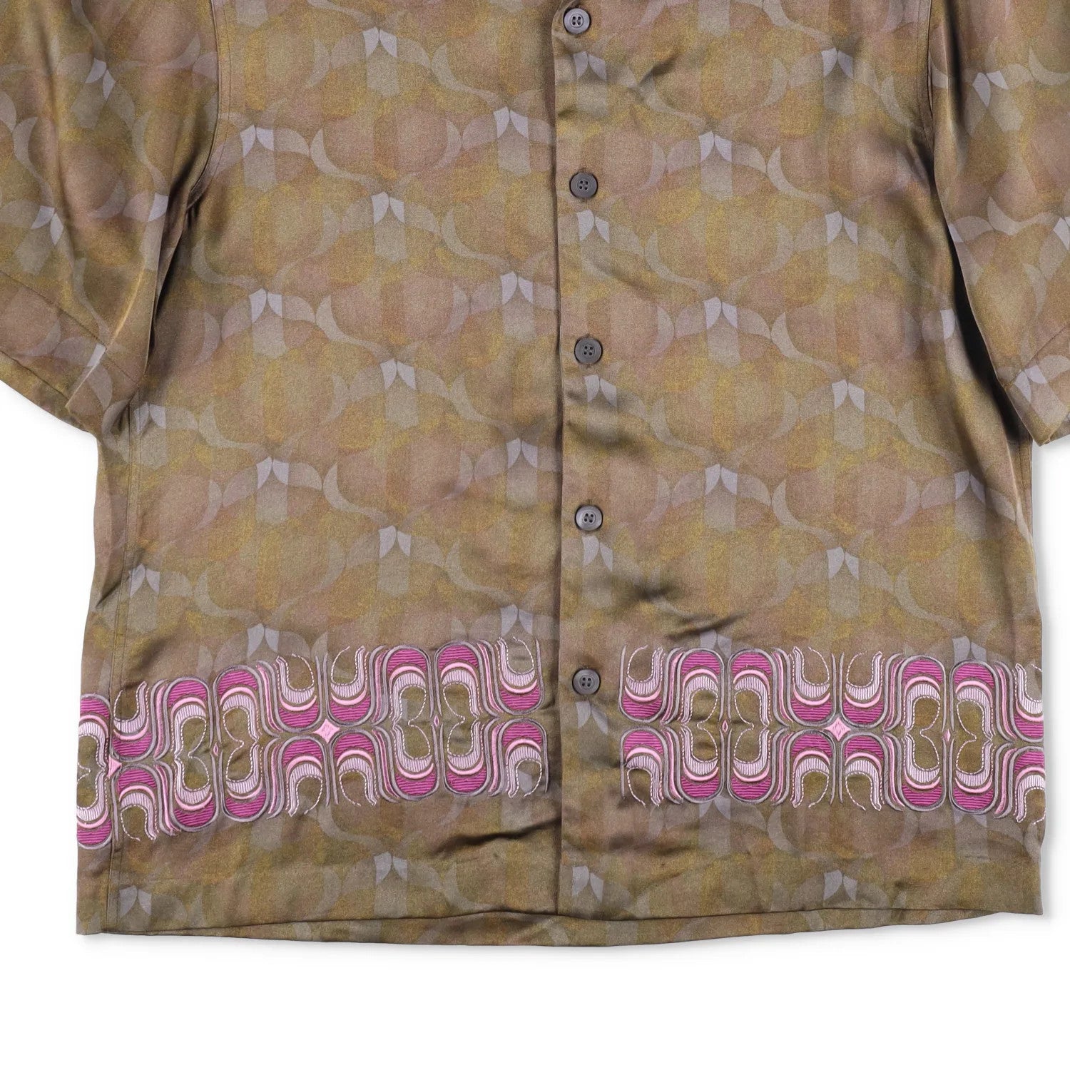 DRIES VAN NOTEN Mens Cassi Embroider Shirt Button-Up Green Short Sleeve M RRP753 — View 3