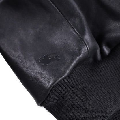 BURBERRY Mens Bomber Jacket Zipped Leather Black Band Collar Size 46 RRP 3490 — View 8