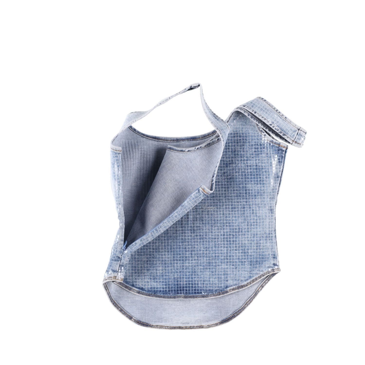 DIESEL Womens De-Shi-S Coated Denim Tank Top Blue Scoop Neck Size S RRP 280 — View 5