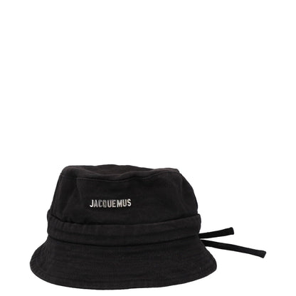 JACQUEMUS Womens Le Bob Gadjo Bucket Hat Black Cotton Logo Size 60 RRP 115