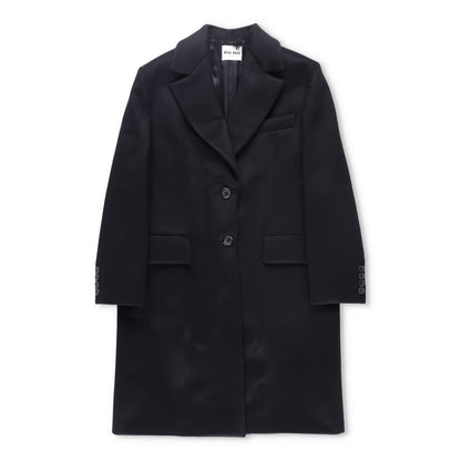 MIU MIU Men Velour Padded Soprabiti Overcoat Black Long Spread Collar 46 RRP4050