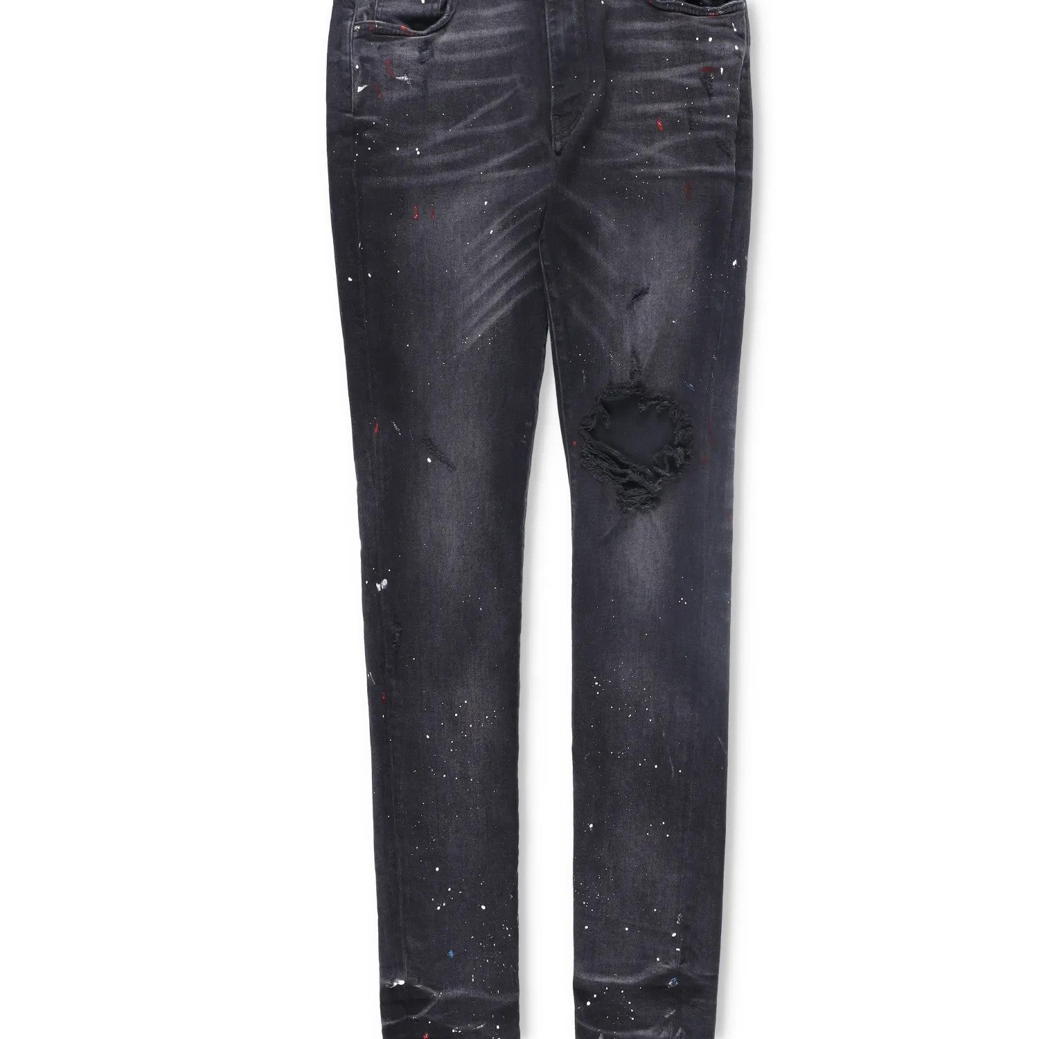 AMIRI Mens Skinny Jeans Cotton Blend Paint Splatter Distressed Black 31 RRP 745 — View 3