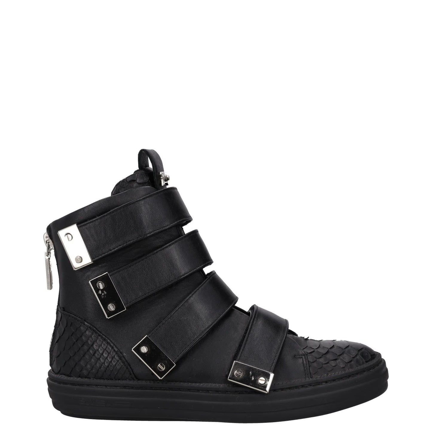 SWEAR Mens Trainers Black Leather High Top Strappy Sneakers UK 6 RRP 250