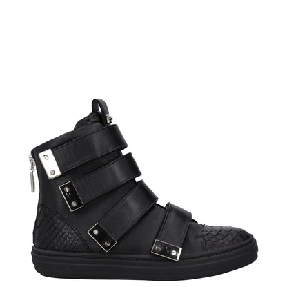 SWEAR Mens Trainers Black Leather High Top Strappy Sneakers UK 6 RRP 250