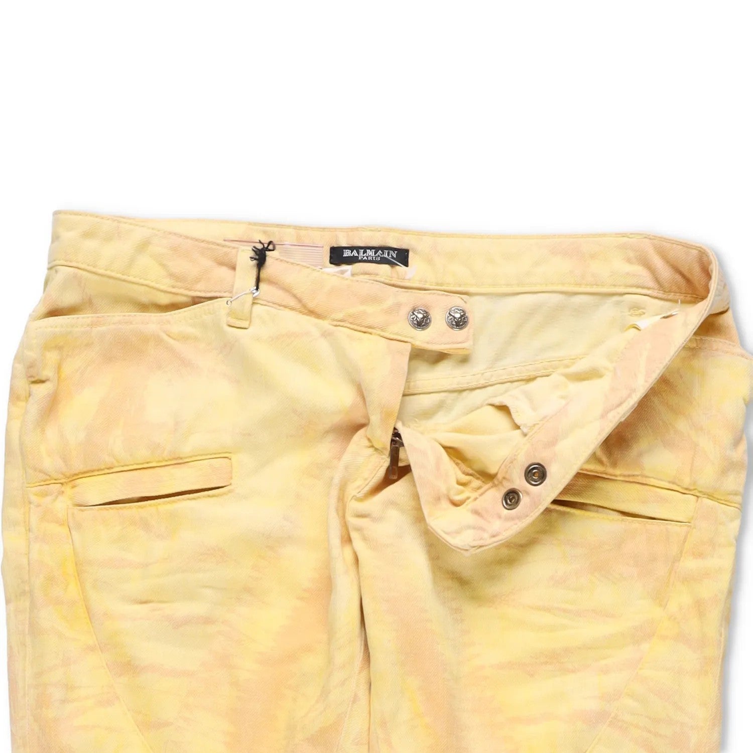 BALMAIN Womens Skinny Jeans Cotton Blend Yellow Back To Front Size 40 RRP 650 — View 6