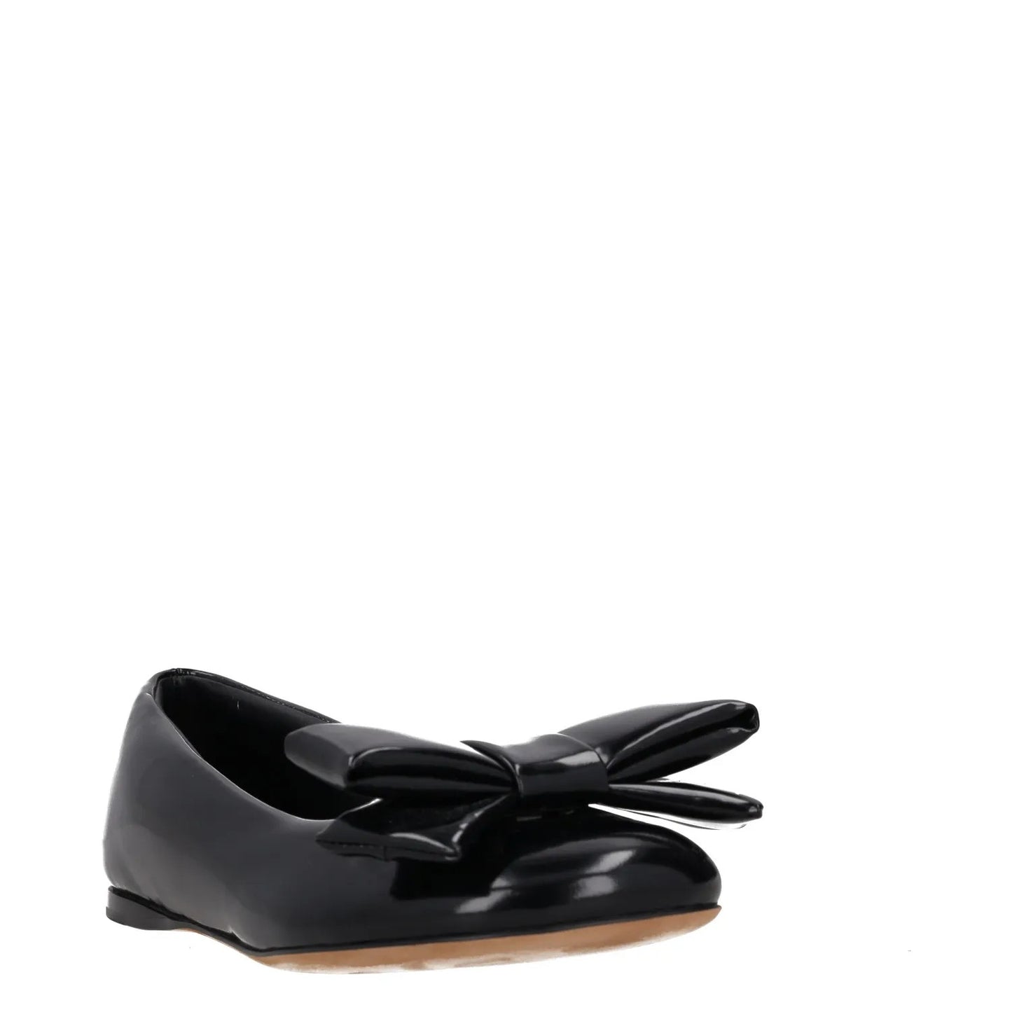 LOEWE Womens Flats Black Patent Leather Bow Detail Slip On Round Toe UK4 RRP 500 — View 2