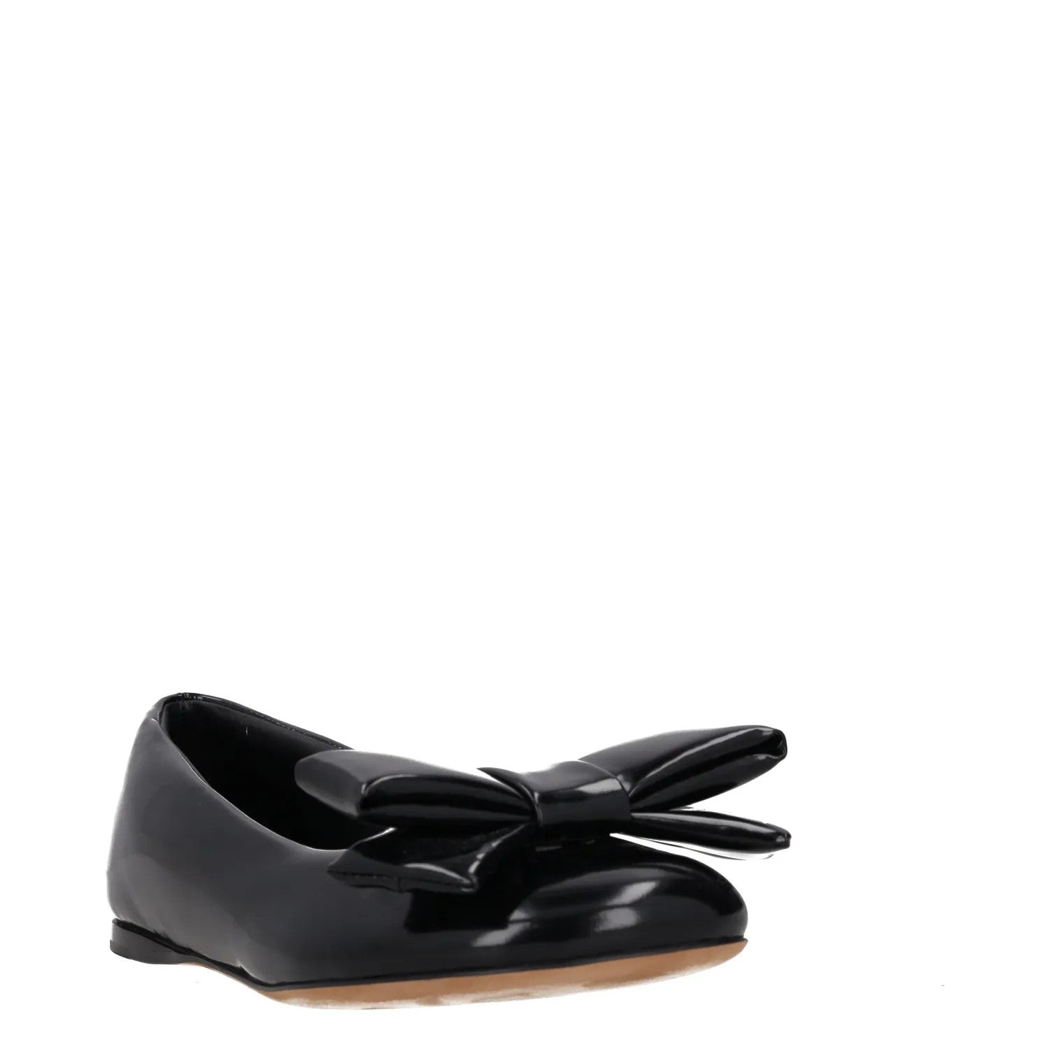 LOEWE Womens Flats Black Patent Leather Bow Detail Slip On Round Toe UK4 RRP 500 — View 2