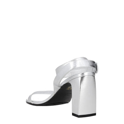 BALENCIAGA Womens Strappy Heels Silver Leather Mid Heel Silver Buckle UK6 RRP650 — View 5