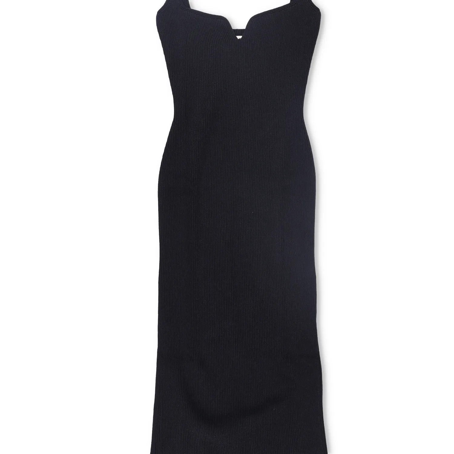 KHAITE Womens Nina Strappy Sweethear Neck Rib Knit Midi Dress Black XL RRP 1050 — View 4