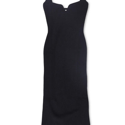 KHAITE Womens Nina Strappy Sweethear Neck Rib Knit Midi Dress Black XL RRP 1050 — View 4