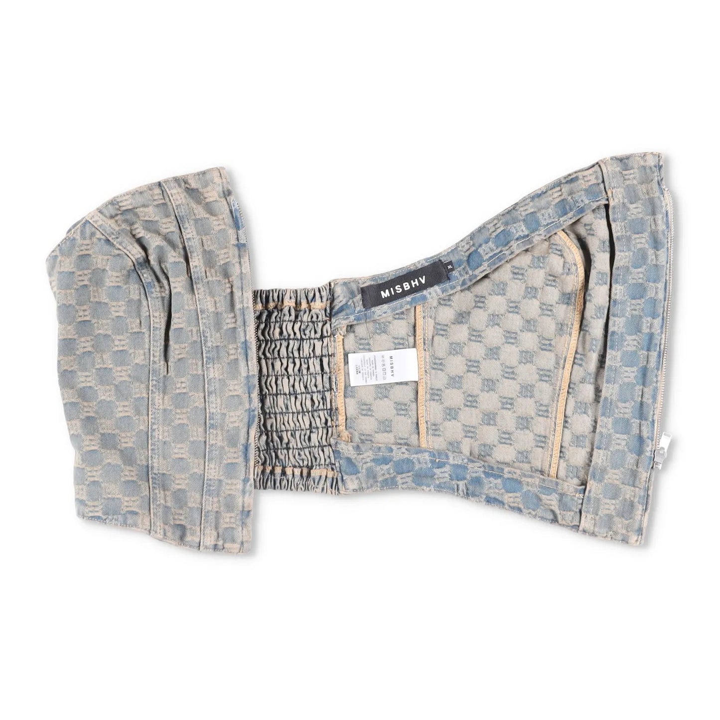 MISBHV Womens Jacquard Denim Monogram Corset Top Blue Cotton Size XL RRP 285 — View 6